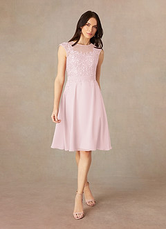 Azazie Klaus Mother of the Bride Dresses Blushing Pink A-Line Scoop Sequins Chiffon Dress image3
