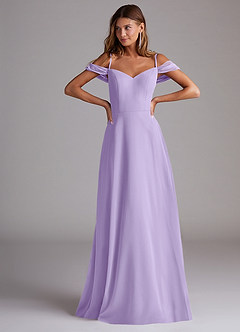 Azazie Marley Bridesmaid Dresses Lilac A-Line Off the Shoulder Chiffon Convertible Dress image4