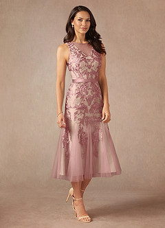 Azazie Herrin vestidos de madre de la novia Vestido de Rosa Grisáceo  Champán de Encaje de Sirena image2