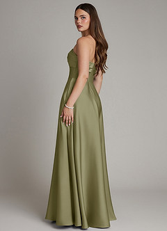 Azazie Meleena Brudtärnklänningar Klä av A-Linje i Stretch Satin Axelbandslös Pistasch image3