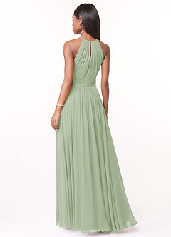 Azazie Cherish Robes de demoiselle d'honneur Robe Trapèze en Mousseline de soie Plissée Vert Sauge image2