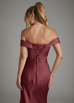 Azazie Hayden Bridesmaid Dresses Merlot Mermaid Corset Stretch Satin Dress image7