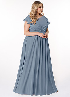 Azazie Daphne Modest Bridesmaid Dresses A-Line Ruffled Chiffon Floor-Length Dress image9