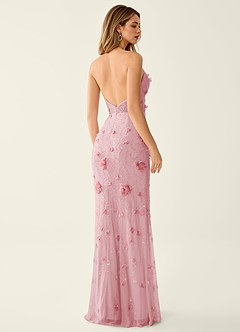 Blairsofire Pink 3D Flower Beading Sequin Embroidery Mesh Prom Dress image6