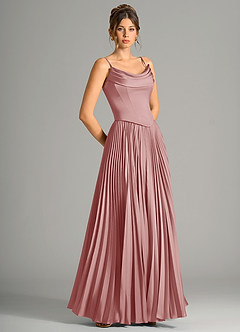 Azazie Saedra Bridesmaid Dresses Dusty Rose A-Line Corset Stretch Satin Dress image7