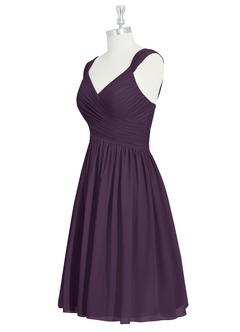Azazie Angie Bridesmaid Dresses Plum A-Line Corset Chiffon Dress image9