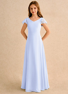 Azazie Nari Girls Formal Flower Girl Dresses Lavender A-Line with Sleeves Chiffon Dress image6
