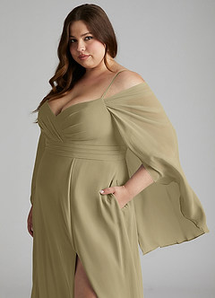 Azazie Cienna Bridesmaid Dresses Moss Green A-Line Off the Shoulder Chiffon Dress image11
