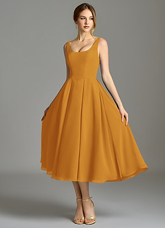 Azazie Amalie Bridesmaid Dresses Butterscotch A-Line Pleated Chiffon Dress image6