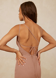 Christian Siriano Bridal for Azazie 1003 Bridesmaid Dresses Champagne Rose Sheath One Shoulder Chiffon Dress image6