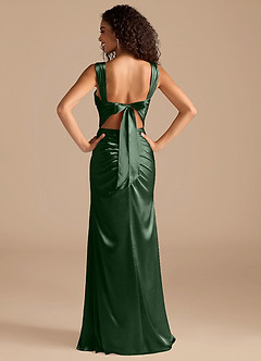 Azazie Jesaphine Bridesmaid Dresses Eucalyptus Sheath Bow Metallic Satin Dress image4