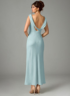 Azazie Kieryn Bridesmaid Dresses Mist Mermaid Pleated Stretch Satin Dress image5