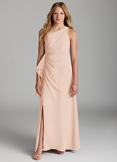Azazie Maive Junior English Rose A-Line Pleated Chiffon Dress image2
