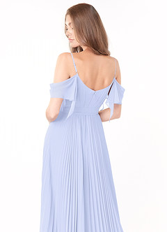 Azazie Lyney Robes de demoiselle d'honneur Robe Trapèze en Mousseline de soie Épaule décolletée Lavande image5