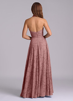 Azazie Tessie Robes de demoiselle d'honneur Robe Trapèze en Blumen-Burnout Plissée Rose Poussiéreuse image2