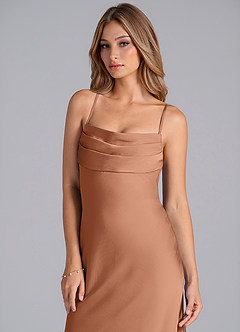Azazie Seema Bridesmaid Dresses Bronzer Mermaid Corset Stretch Satin Dress image2