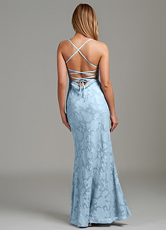 Azazie Ola Brautjungfernkleider Meerjungfrau-Linie Korsett Blumen-Burnout Kleid Himmelblau image6