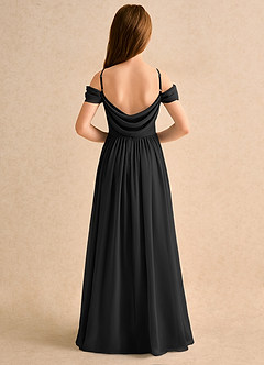 Azazie Shia Junior Formal Flower Girl Dresses Black A-Line Off the Shoulder Chiffon Dress image1