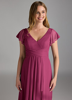 Azazie Omari Bridesmaid Dresses Mulberry A-Line Mesh Dress image3