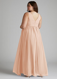Azazie Yetta Maternity Bridesmaid Dresses A-Line V-Neck Gathered Chiffon Floor-Length Dress image11