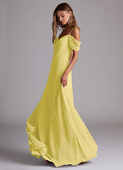 Azazie Marley Bridesmaid Dresses Canary A-Line Off the Shoulder Chiffon Convertible Dress image3