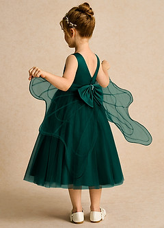 Azazie Pear Flower Girl Dresses Pine Ball-Gown Bow Tulle Dress image5