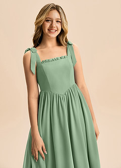 Azazie Delia Junior Abito A-Line in Chiffon Fiocco Matcha image2