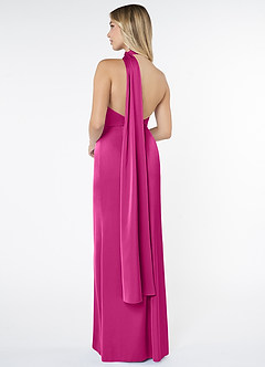 Azazie Kaylani Bridesmaid Dresses Fuchsia Mermaid High Neck Stretch Satin Dress image2