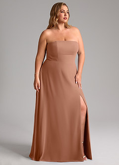 Azazie Wren Robes de demoiselle d'honneur Robe Trapèze Convertible en Mousseline de soie Fente Latérale Bronze image12