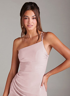 Azazie Eren Brautjungfernkleider Etui One-Shoulder Chiffon Kleid Zartrosa image6