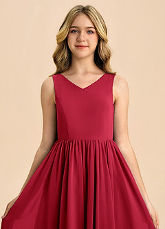 Azazie Hathaway Junior Scarlet A-Line Bow Chiffon Dress image6