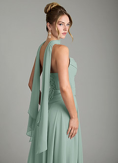 Azazie Gabriela Bridesmaid Dresses Agave A-Line Corset Chiffon Dress image12