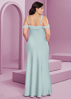 Barbie ♥ Azazie Bridesmaid Dresses Mist Sheath Pleated Stretch Satin Dress image7