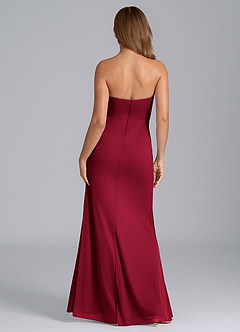 Azazie Mariya Bridesmaid Dresses Burgundy Mermaid Strapless Mesh Dress image6