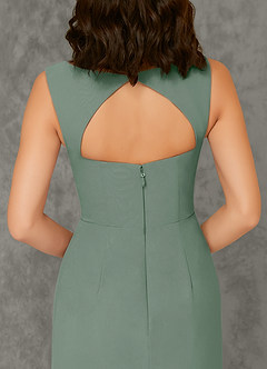 Azazie Flori Bridesmaid Dresses Silver Sage Sheath Square Neckline Chiffon Dress image3