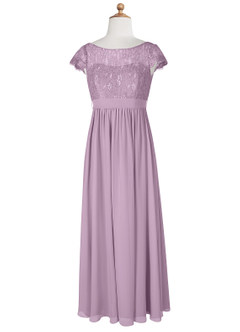 Azazie Silvermist Junior Wisteria A-Line Pleated Chiffon Dress image8