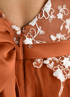 Azazie Butterfly vestidos de niña de las flores Vestido de Naranja Quemada de Encaje de Corte En A image5