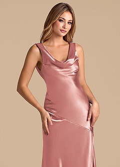 Azazie Rylina 신부 들러리 드레스 인어 메탈릭 새틴 바닥 길이 드레스 image7