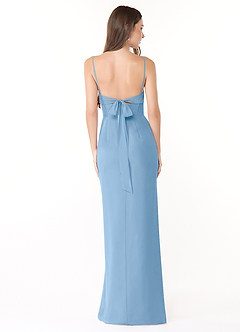 Azazie Mai Bridesmaid Dresses Powder Blue Sheath Pleated Chiffon Dress image2