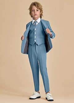 front Oliver Boys Light Blue 5-Piece Suit With Pre-tie