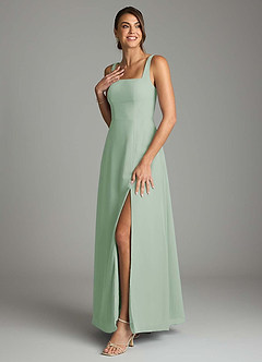 Azazie Debra Bridesmaid Dresses Agave A-Line with Pockets Chiffon Convertible Dress image5