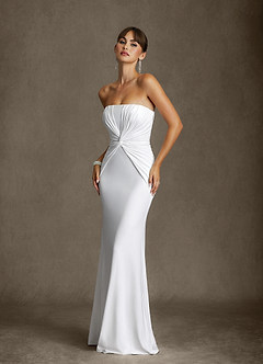 Azazie Araya Wedding Dresses Diamond White Sheath Strapless Jersey Satin Dress image2