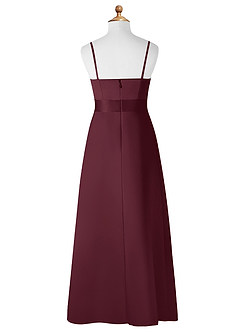 Azazie Anina Junior Cabernet A-Line Bow Matte Satin Dress image8