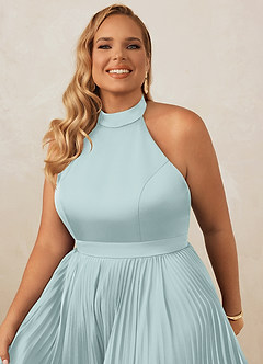 Christian Siriano Bridal for Azazie 1007 Bridesmaid Dresses Mist A-Line Pleated Stretch Satin Dress image14