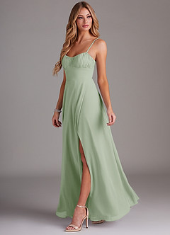 Azazie Breonna Bridesmaid Dresses Dusty Sage A-Line Sweetheart Neckline Chiffon Dress image3