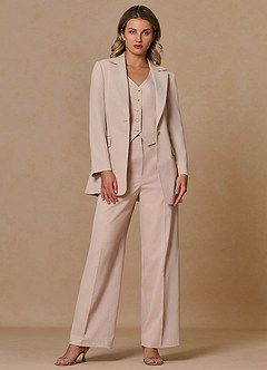 front Margaret Tan Cotton Linen Blend 3-Piece Suit
