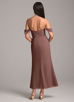 Azazie Saige Bridesmaid Dresses Espresso Sheath Off the Shoulder Chiffon Convertible Dress image5