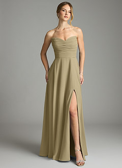 Azazie Ayla Abiti da Damigella Abito A-Line in Chiffon Scollo a Cuore Verde Muschio image7