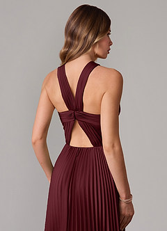 Azazie Afra Bridesmaid Dresses Cabernet A-Line Pleated Stretch Satin Dress image6