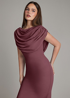 Azazie Hadley Bridesmaid Dresses Sangria Mermaid Pleated Chiffon Dress image6